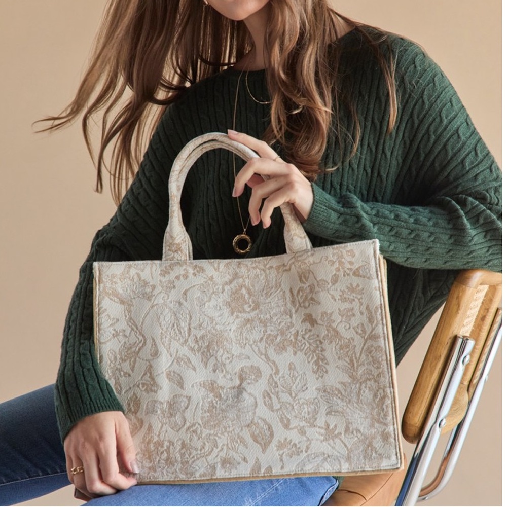 NEW Antik Kraft Canvas Bag Tote Cream Women's Laptop Jeanna Beige Handbag NWT - Picture 2 of 7